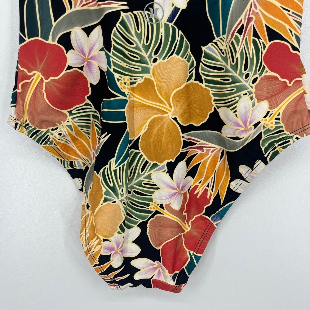 Hurley Womens Tropical Floral One Piece Swimsuit Black Multi Strappy Back Small - Picture 6 of 12
